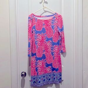 Lily Pulitzer Blue and Pink Pineapple Long Sleeved Dress size small